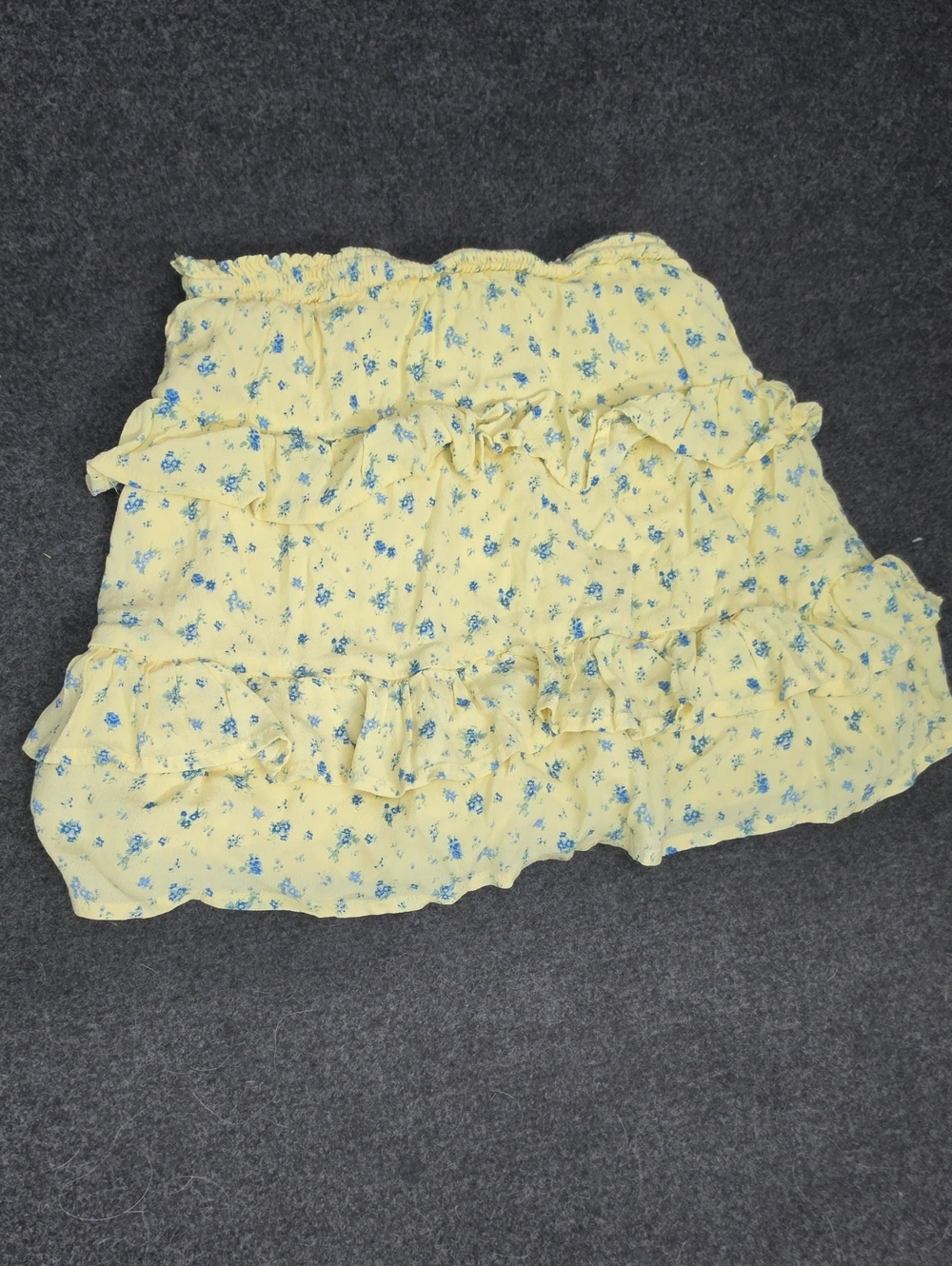 Yellow Floral Ruffle Kids Skirt